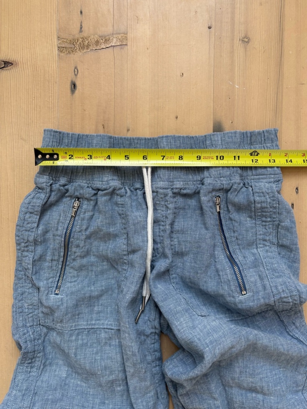 Athleta Mid-Blue Cabo Linen Wide Leg Pull Up Drawstring Pants - Beach Casual - Picture 5 of 8